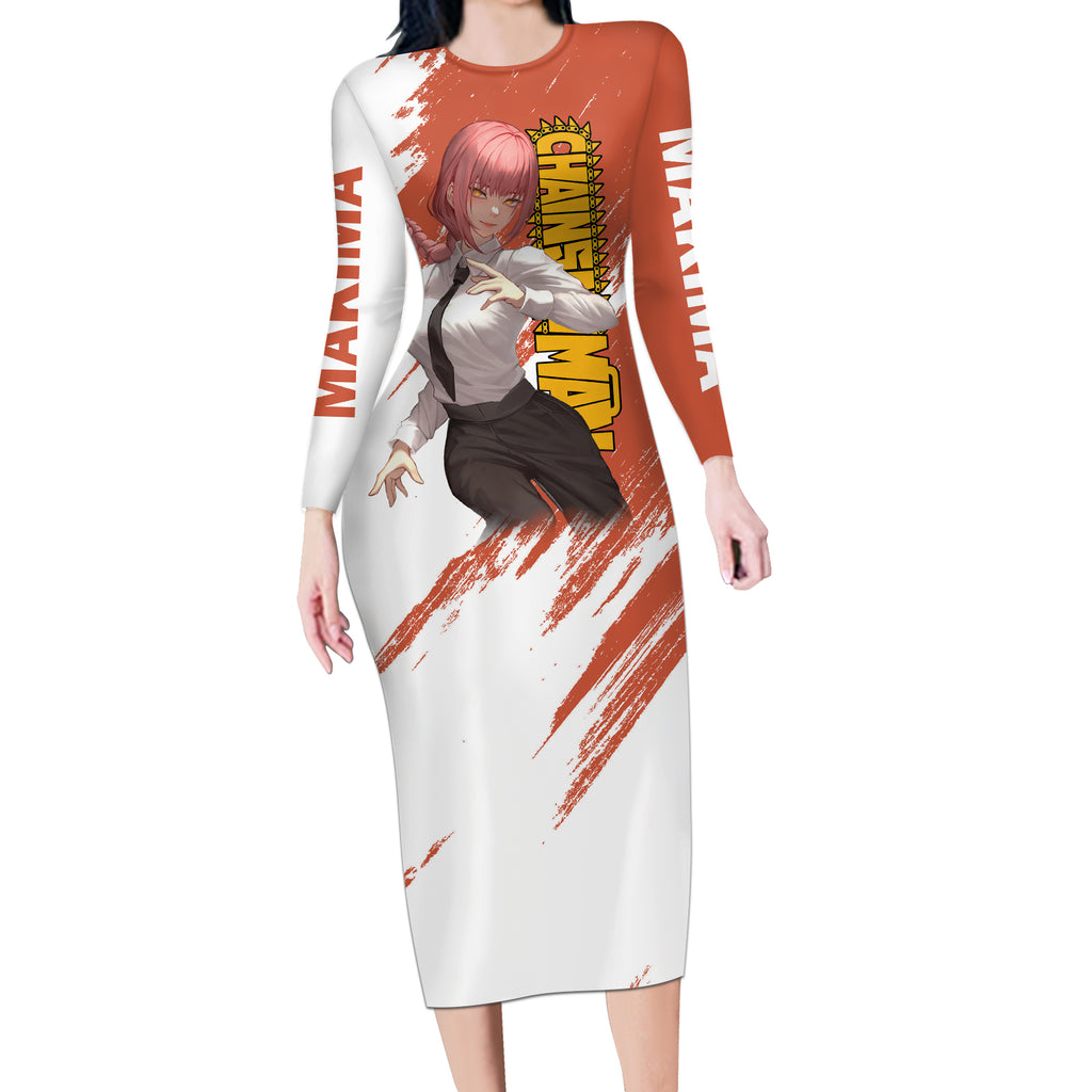 Makima Long Sleeve Bodycon Dress Chainsaw Man