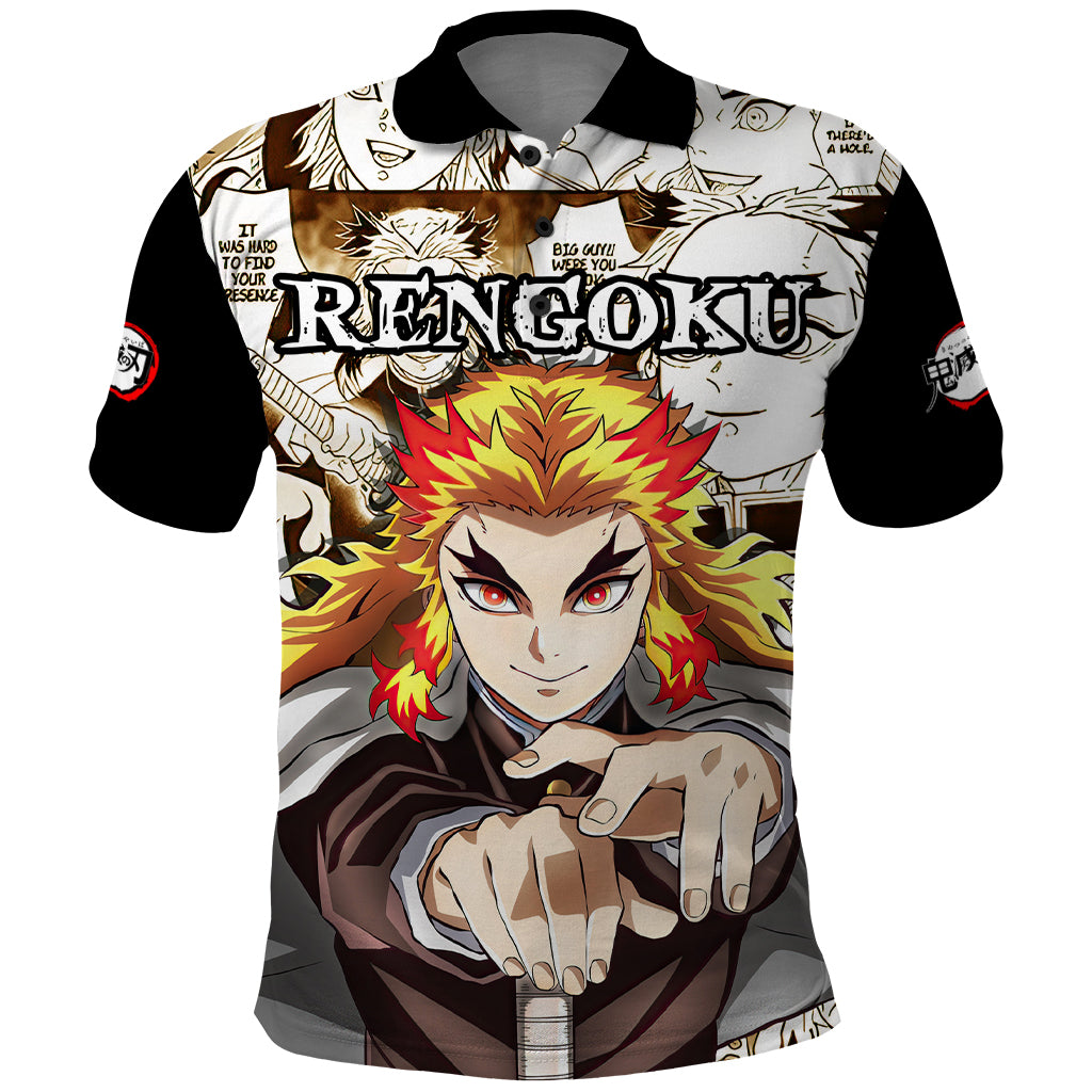 Kyojuro Rengoku Demon Slayer Polo Shirt Anime Mix Manga Style