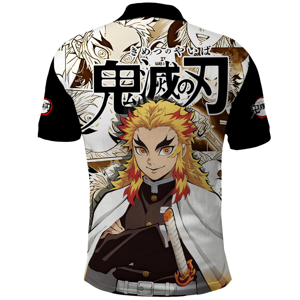 Kyojuro Rengoku Demon Slayer Polo Shirt Anime Mix Manga Style