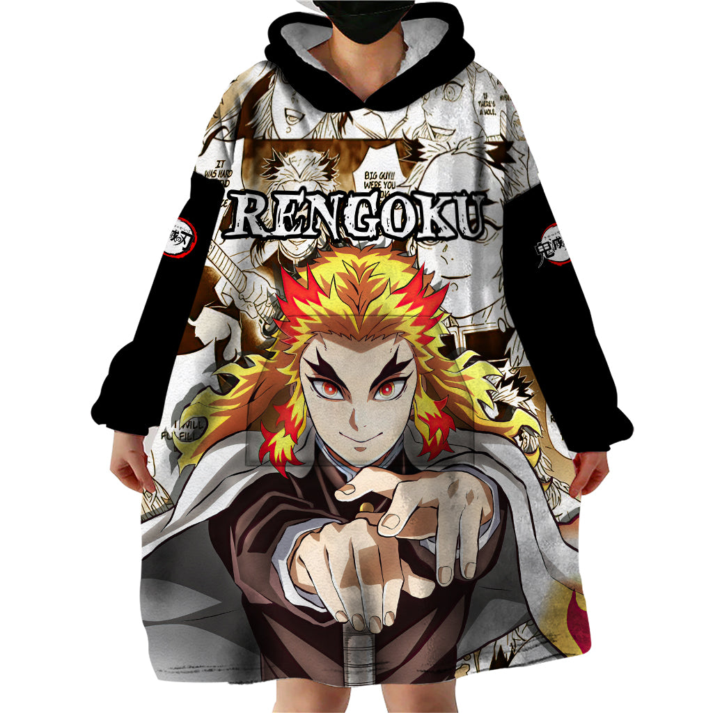 Kyojuro Rengoku Demon Slayer Wearable Blanket Hoodie Anime Mix Manga Style