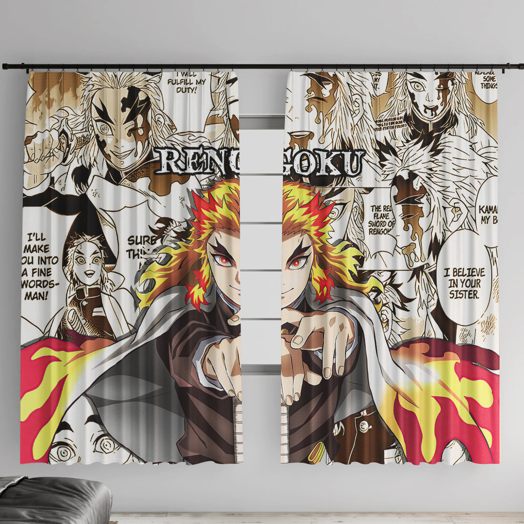 Kyojuro Rengoku Demon Slayer Window Curtain Anime Mix Manga Style