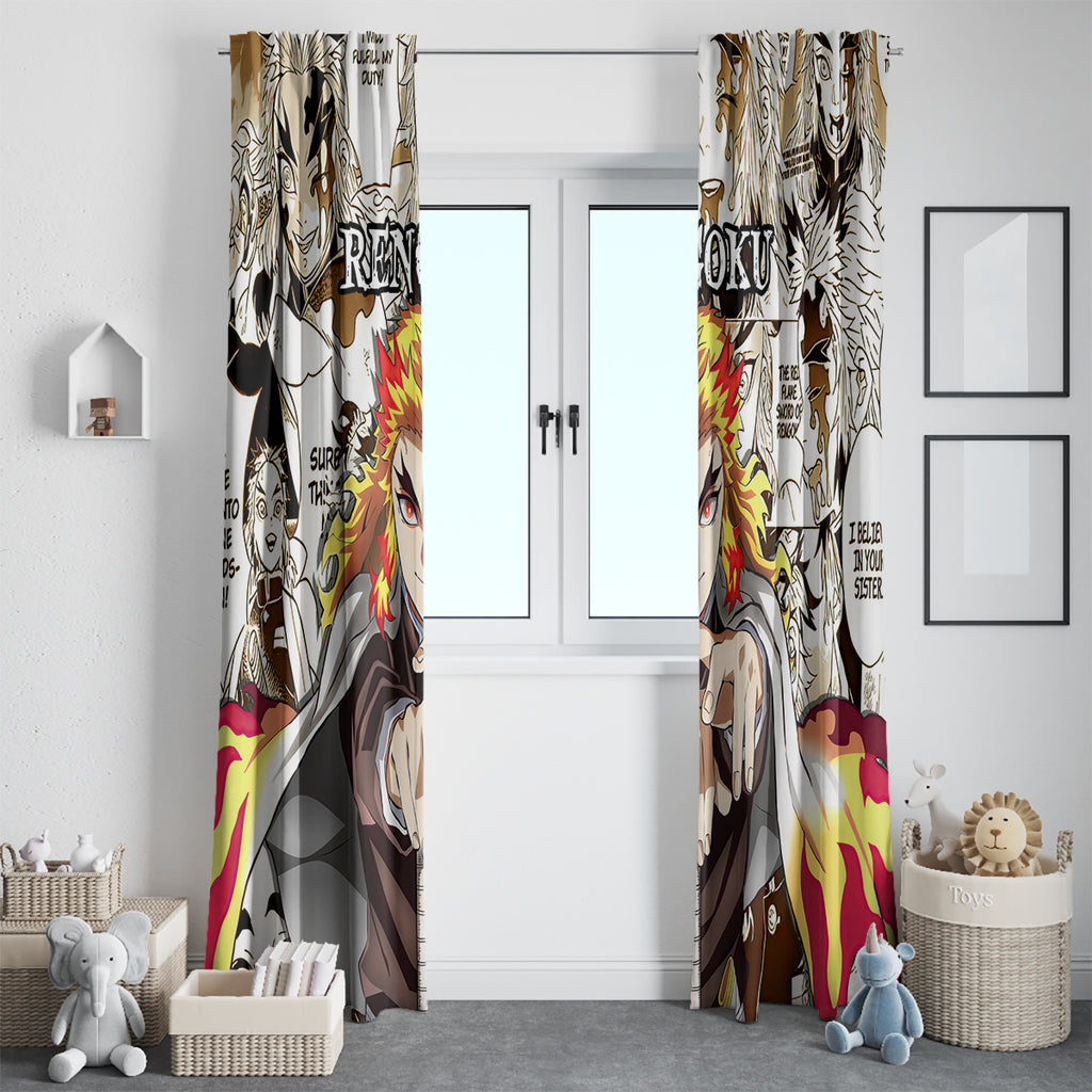 Kyojuro Rengoku Demon Slayer Window Curtain Anime Mix Manga Style