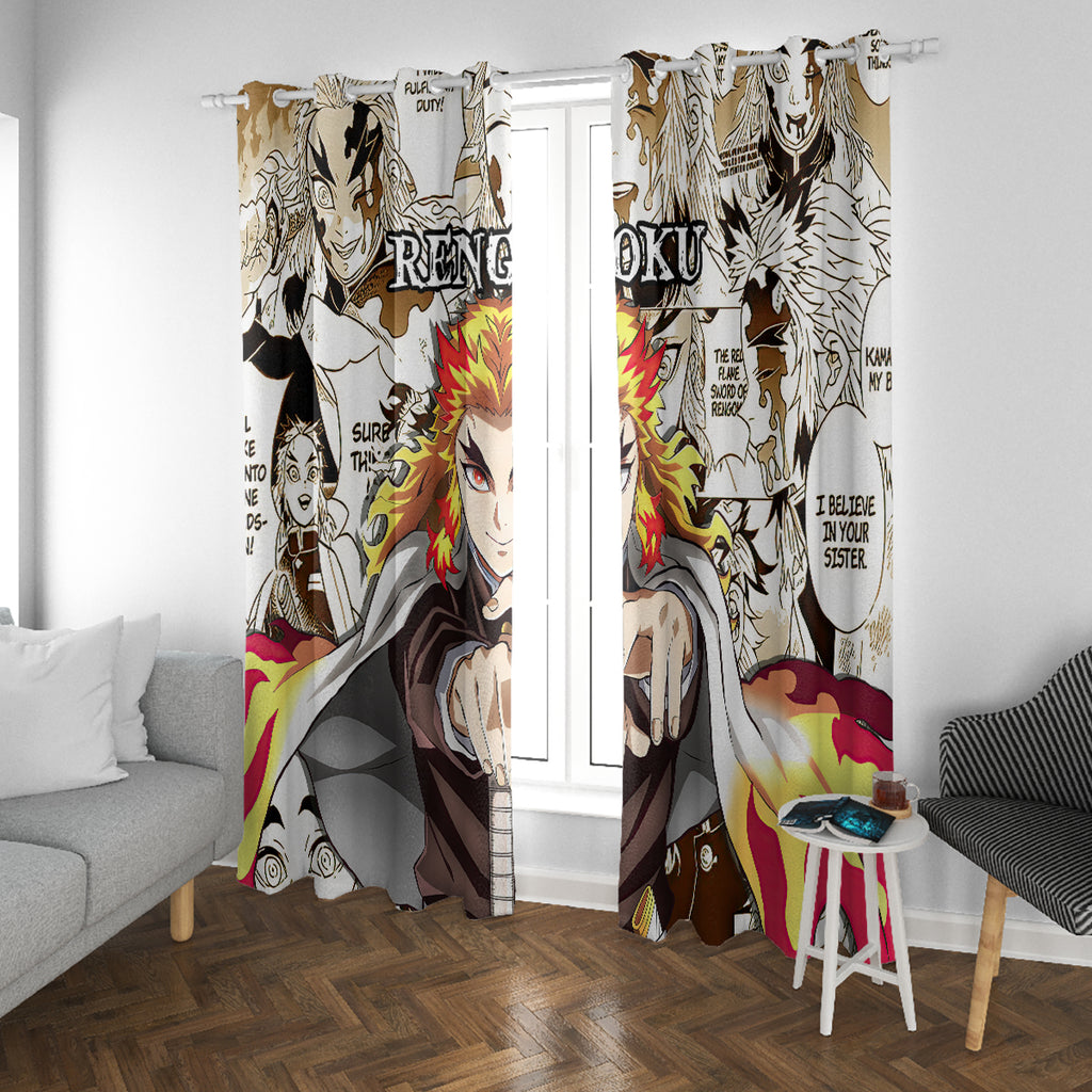 Kyojuro Rengoku Demon Slayer Window Curtain Anime Mix Manga Style