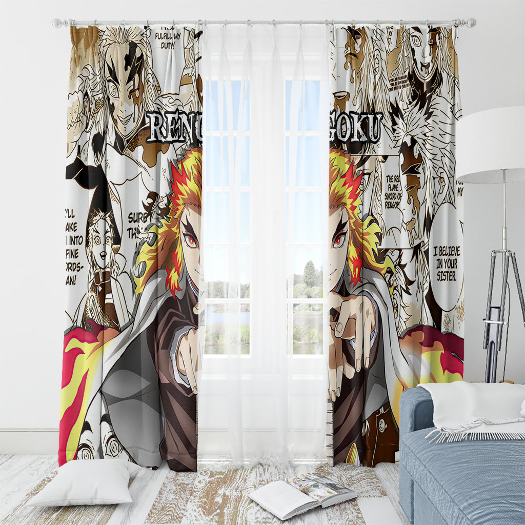 Kyojuro Rengoku Demon Slayer Window Curtain Anime Mix Manga Style