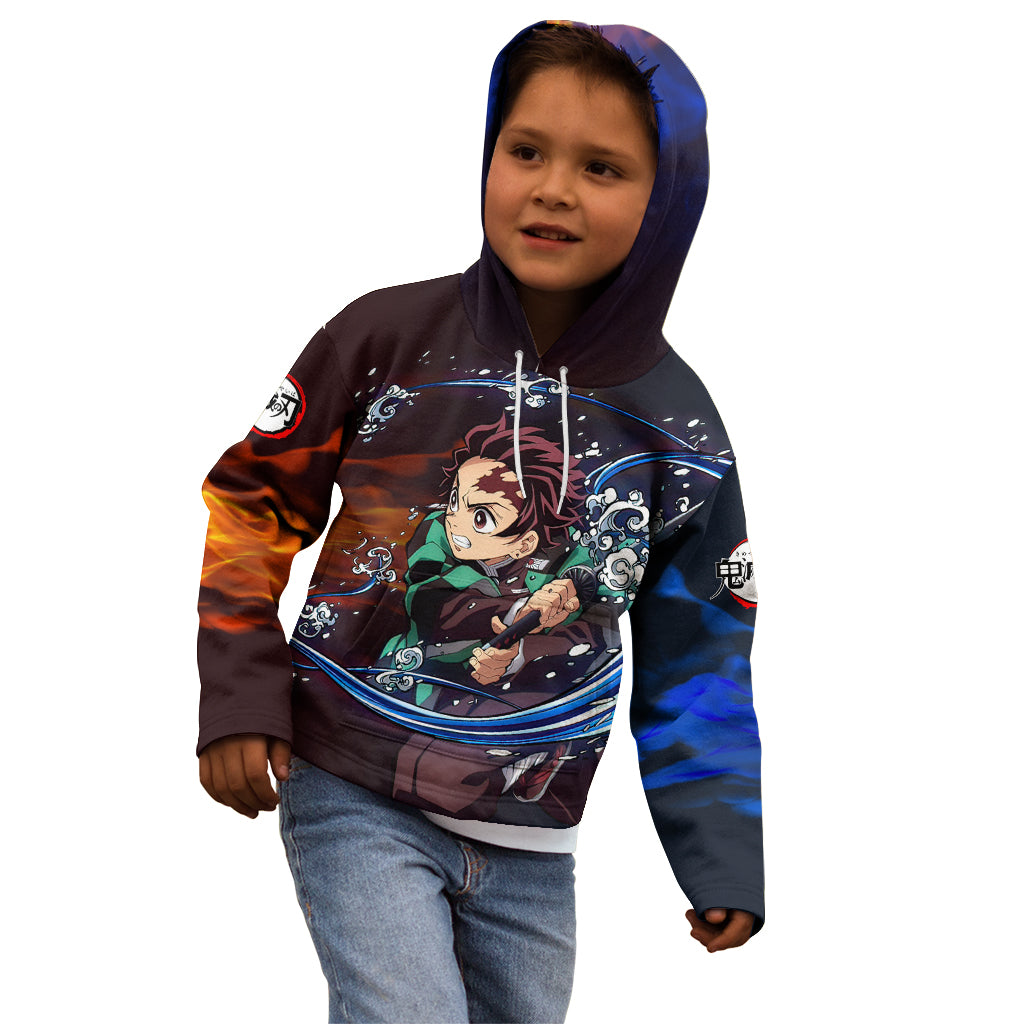 Tanjiro Water and Sun Breathing Demon Slayer Kid Hoodie Anime Style