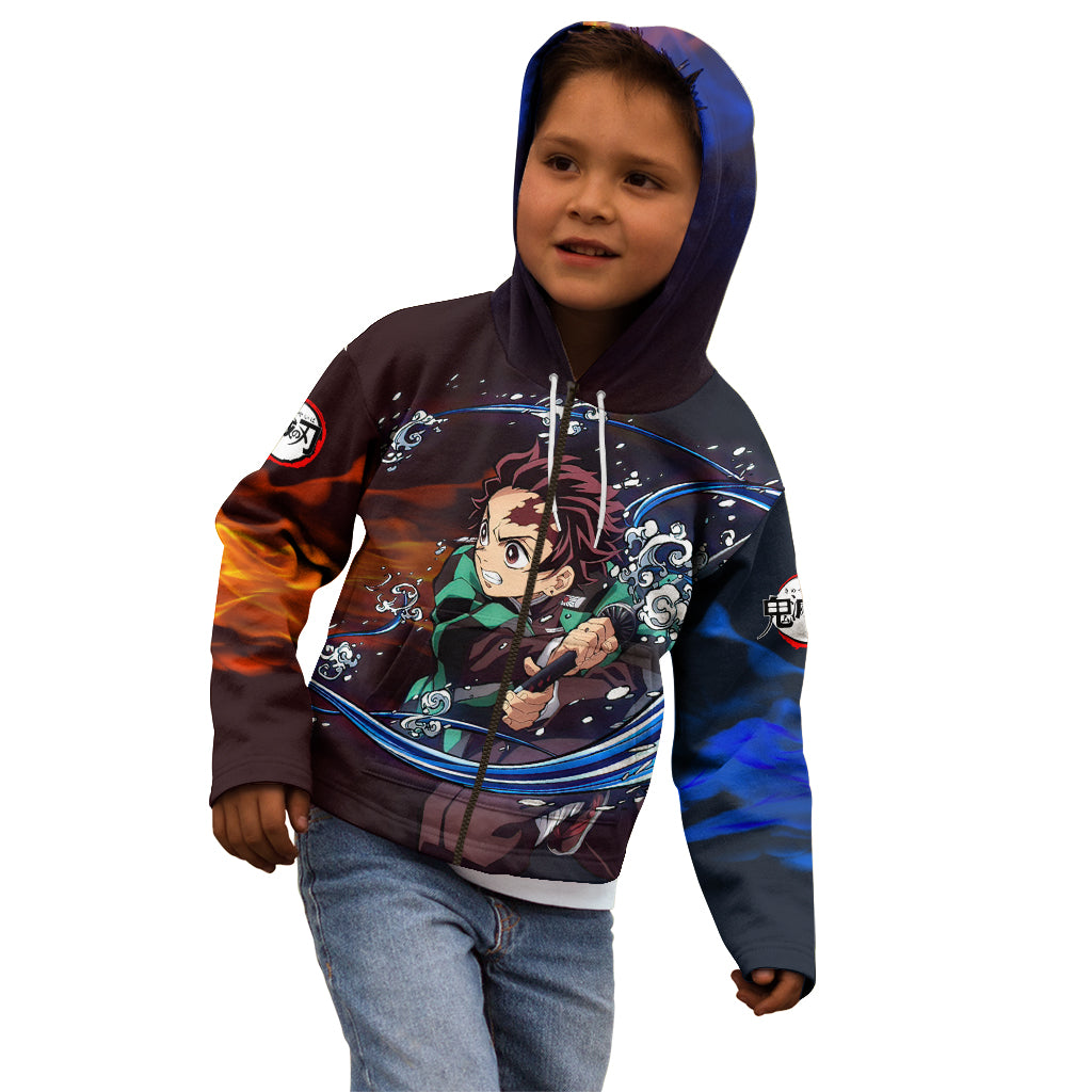 Tanjiro Water and Sun Breathing Demon Slayer Kid Hoodie Anime Style
