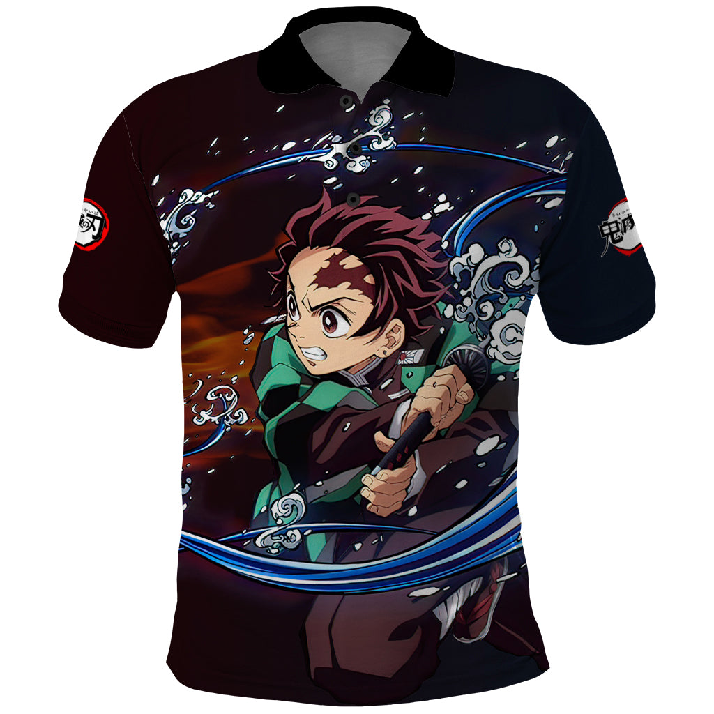 Tanjiro Water and Sun Breathing Demon Slayer Polo Shirt Anime Style