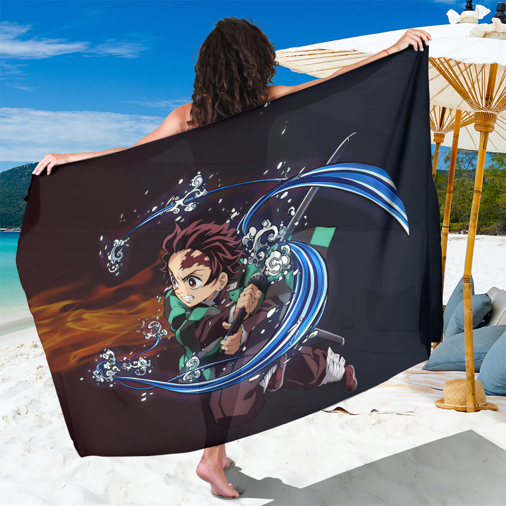 Tanjiro Water and Sun Breathing Demon Slayer Sarong Anime Style