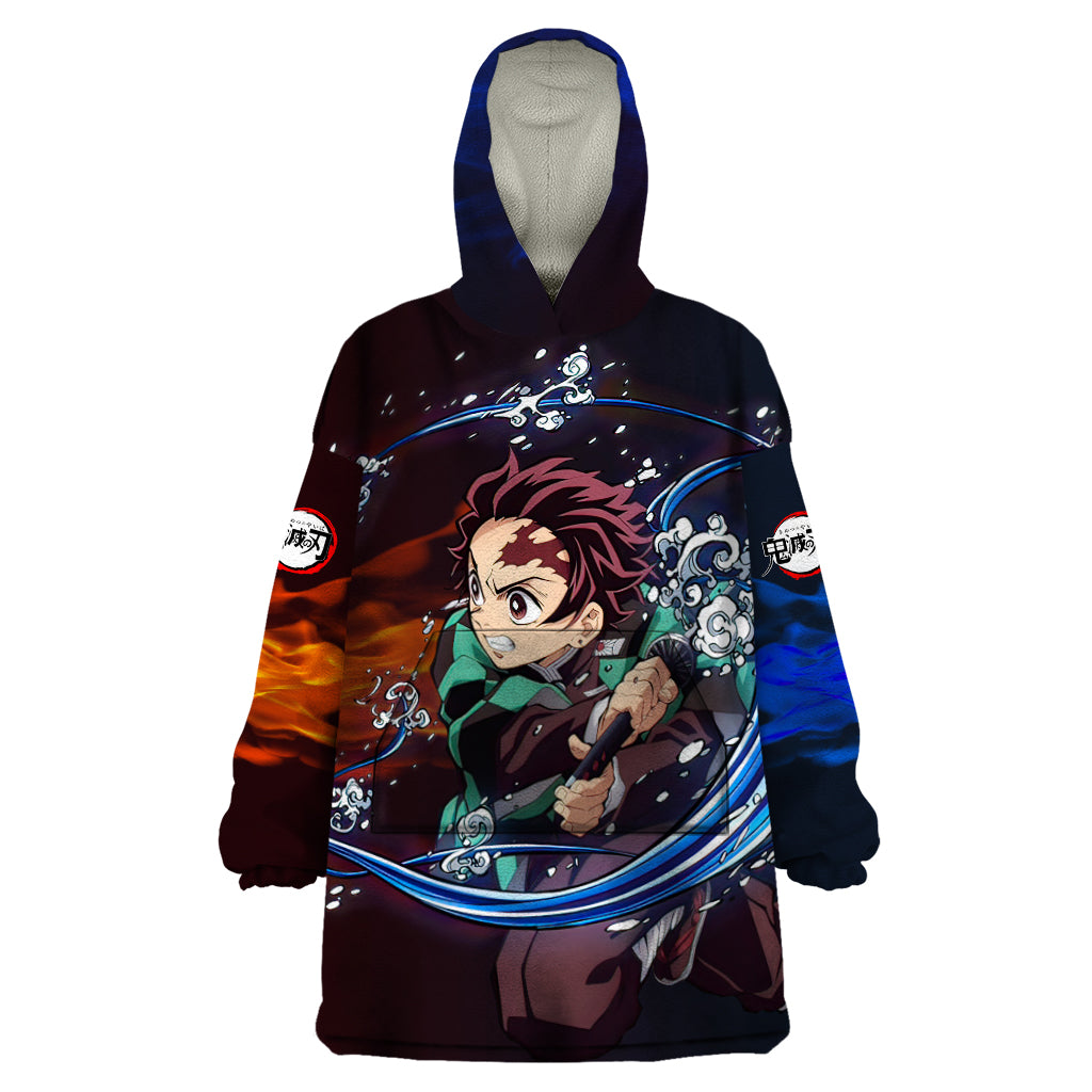 Tanjiro Water and Sun Breathing Demon Slayer Wearable Blanket Hoodie Anime Style