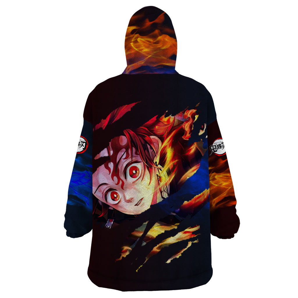 Tanjiro Water and Sun Breathing Demon Slayer Wearable Blanket Hoodie Anime Style