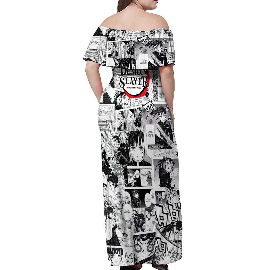 Kanao Tsuyuri Demon Slayer Off Shoulder Maxi Dress Anime Mix Manga Style