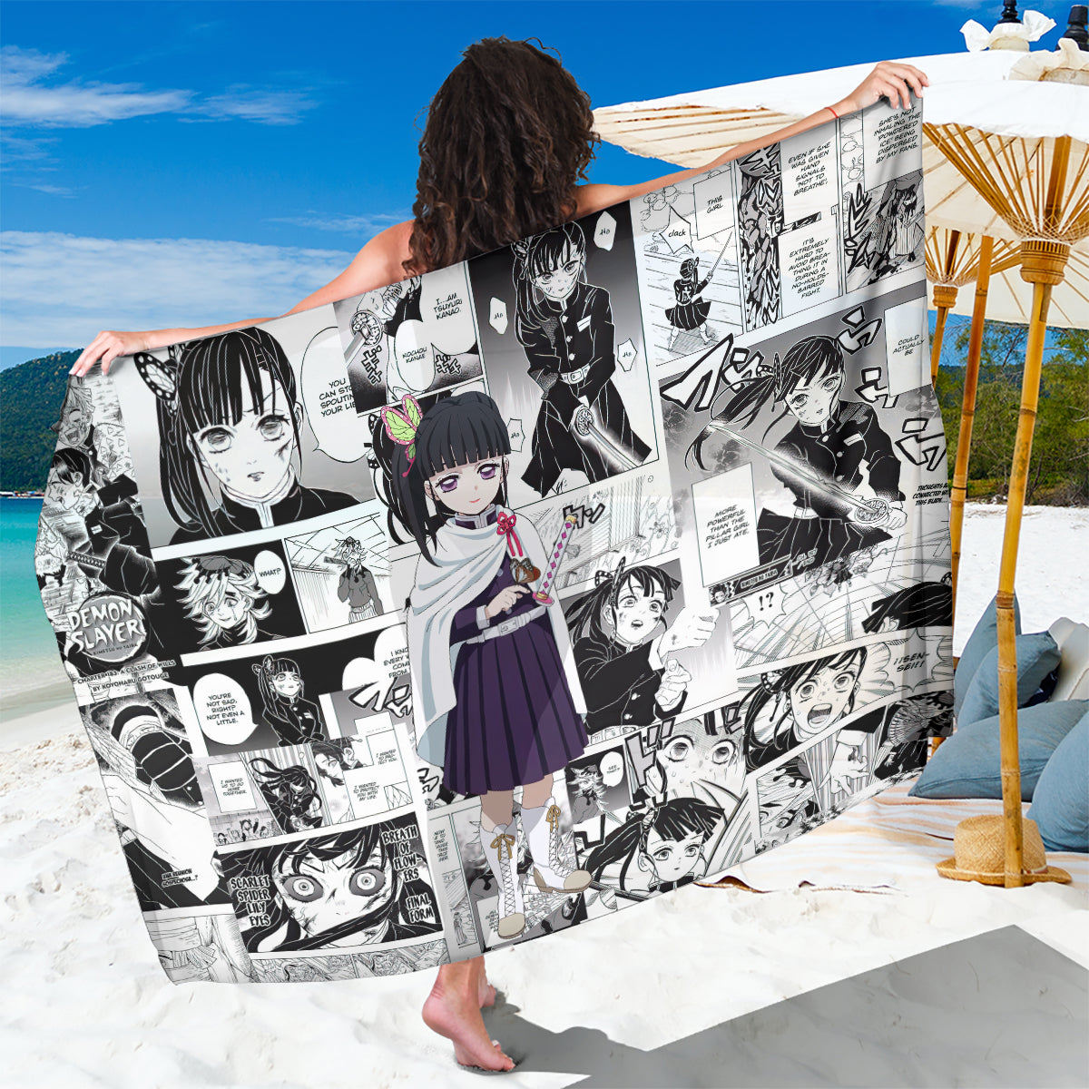 Kanao Tsuyuri Demon Slayer Sarong Anime Mix Manga Style