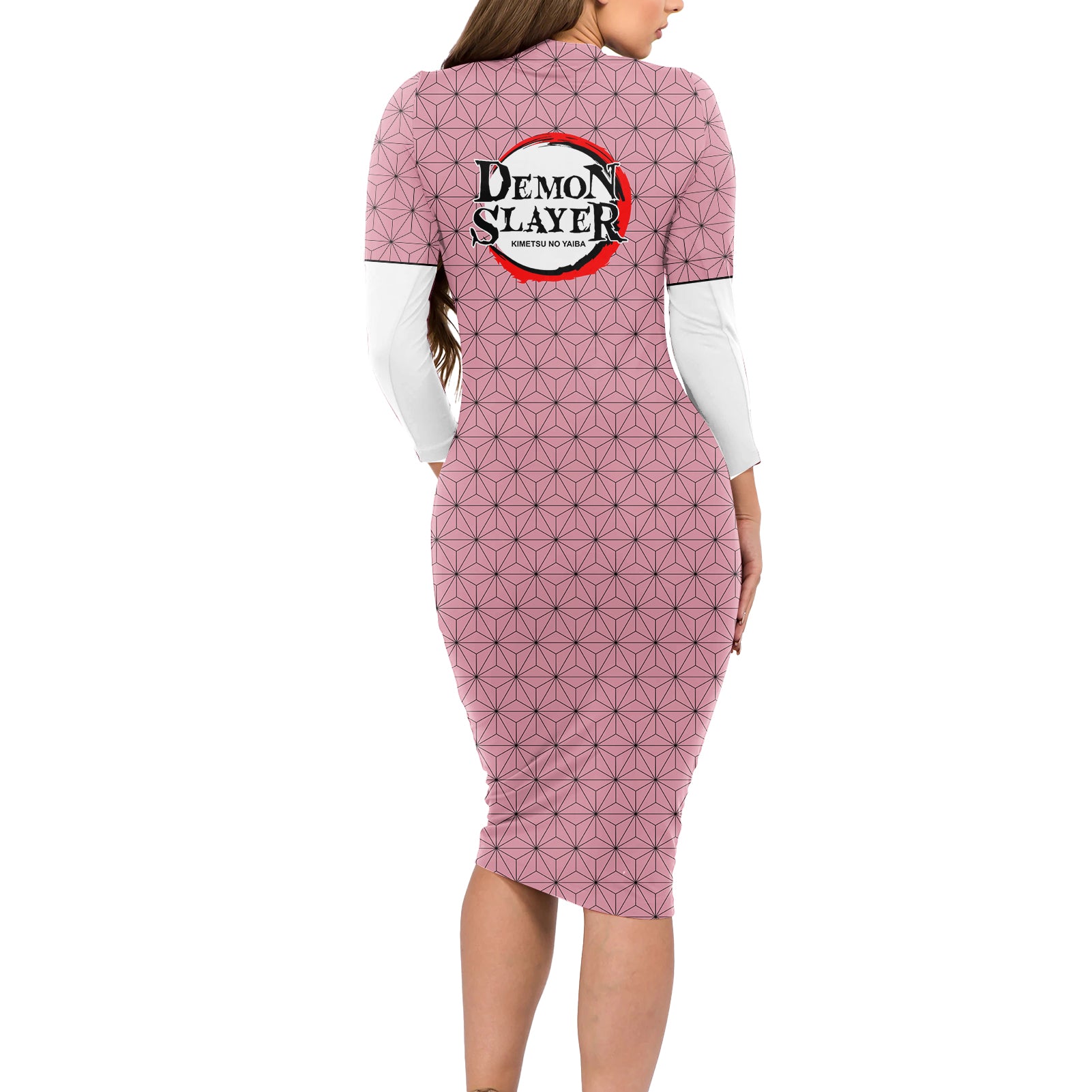Kimetsu Nezuko Demon Slayer Long Sleeve Bodycon Dress Anime Funny Style
