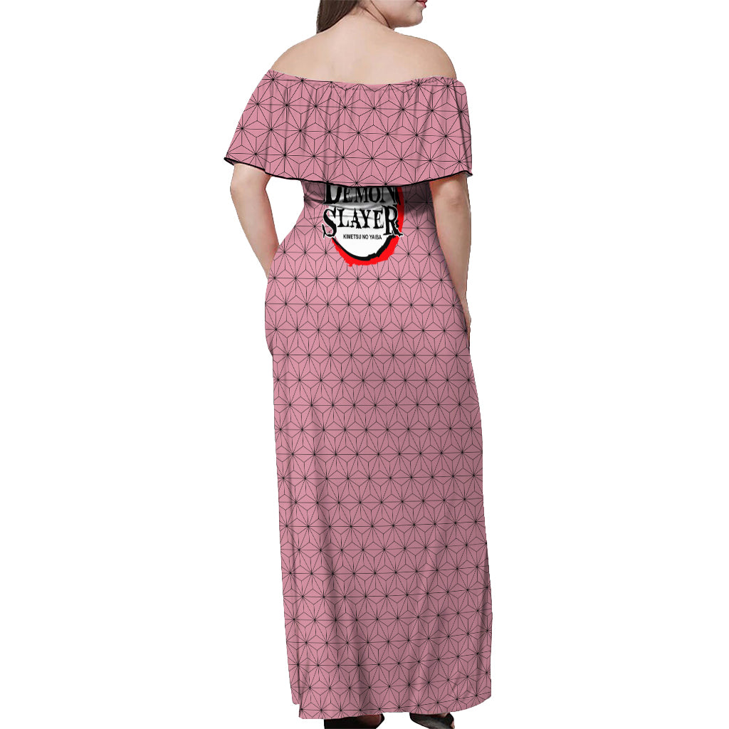 Kimetsu Nezuko Demon Slayer Off Shoulder Maxi Dress Anime Funny Style