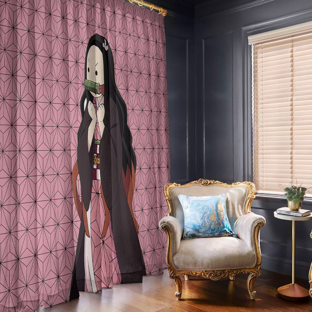 Kimetsu Nezuko Demon Slayer Window Curtain Anime Funny Style