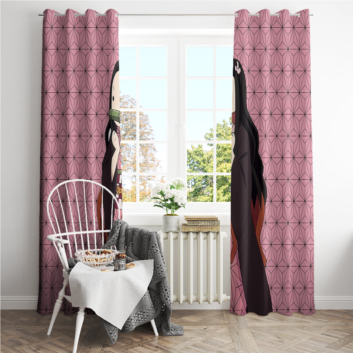 Kimetsu Nezuko Demon Slayer Window Curtain Anime Funny Style
