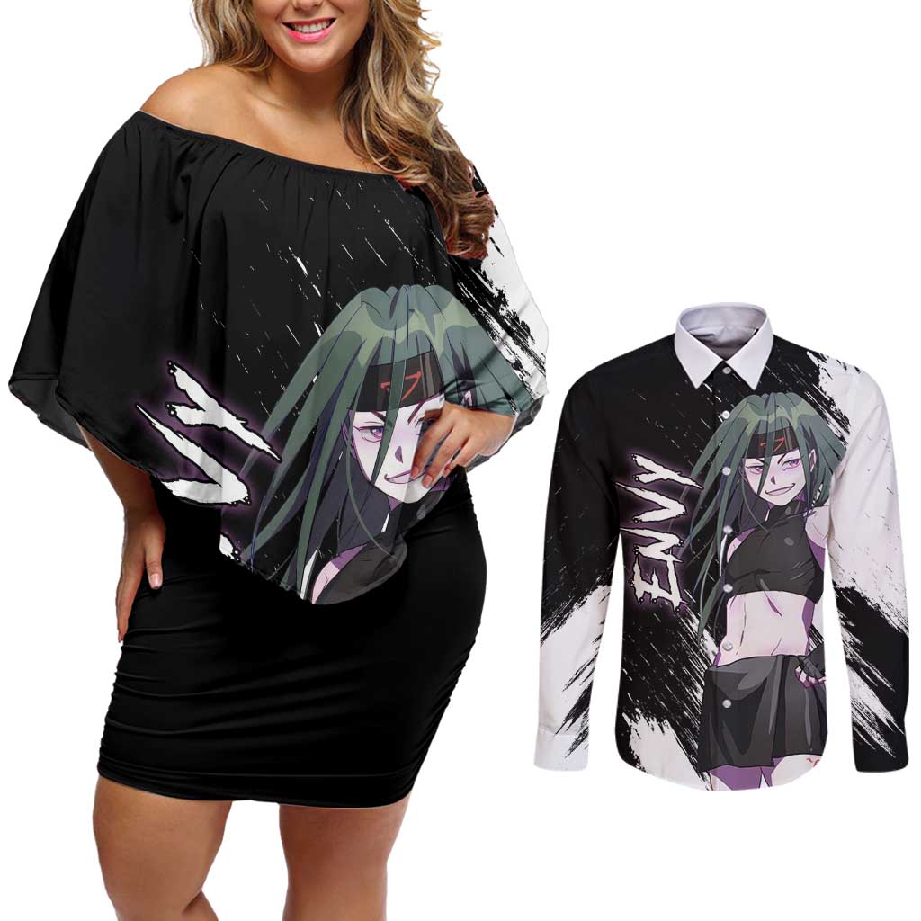 Envy - Fullmetal Alchemist Couples Matching Off Shoulder Short Dress and Long Sleeve Button Shirt Anime Style