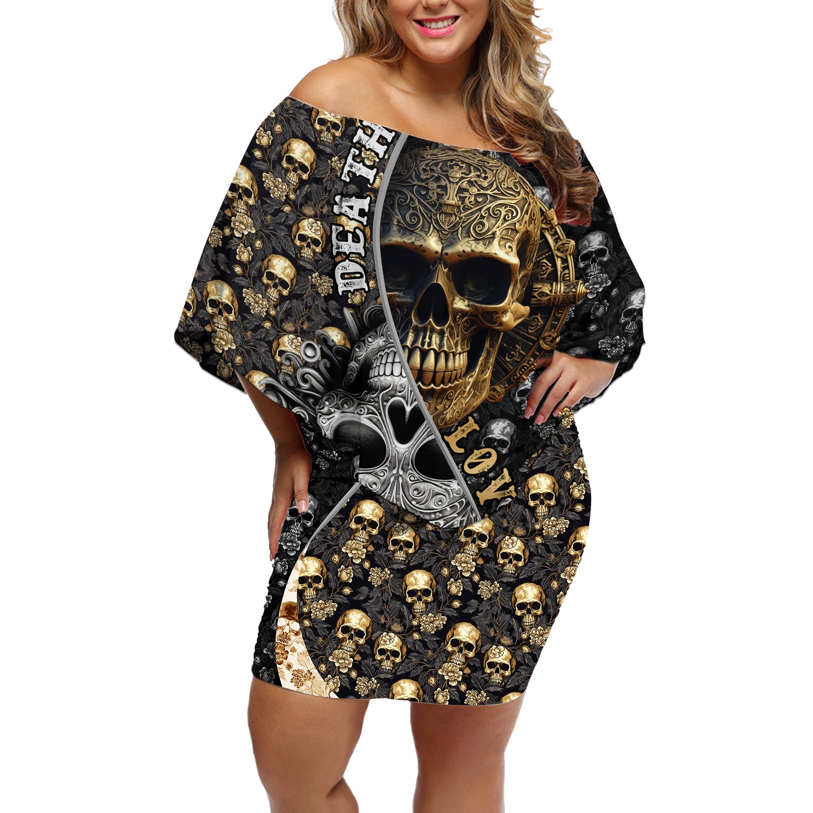 skull-pattern-off-shoulder-short-dress-love-and-death