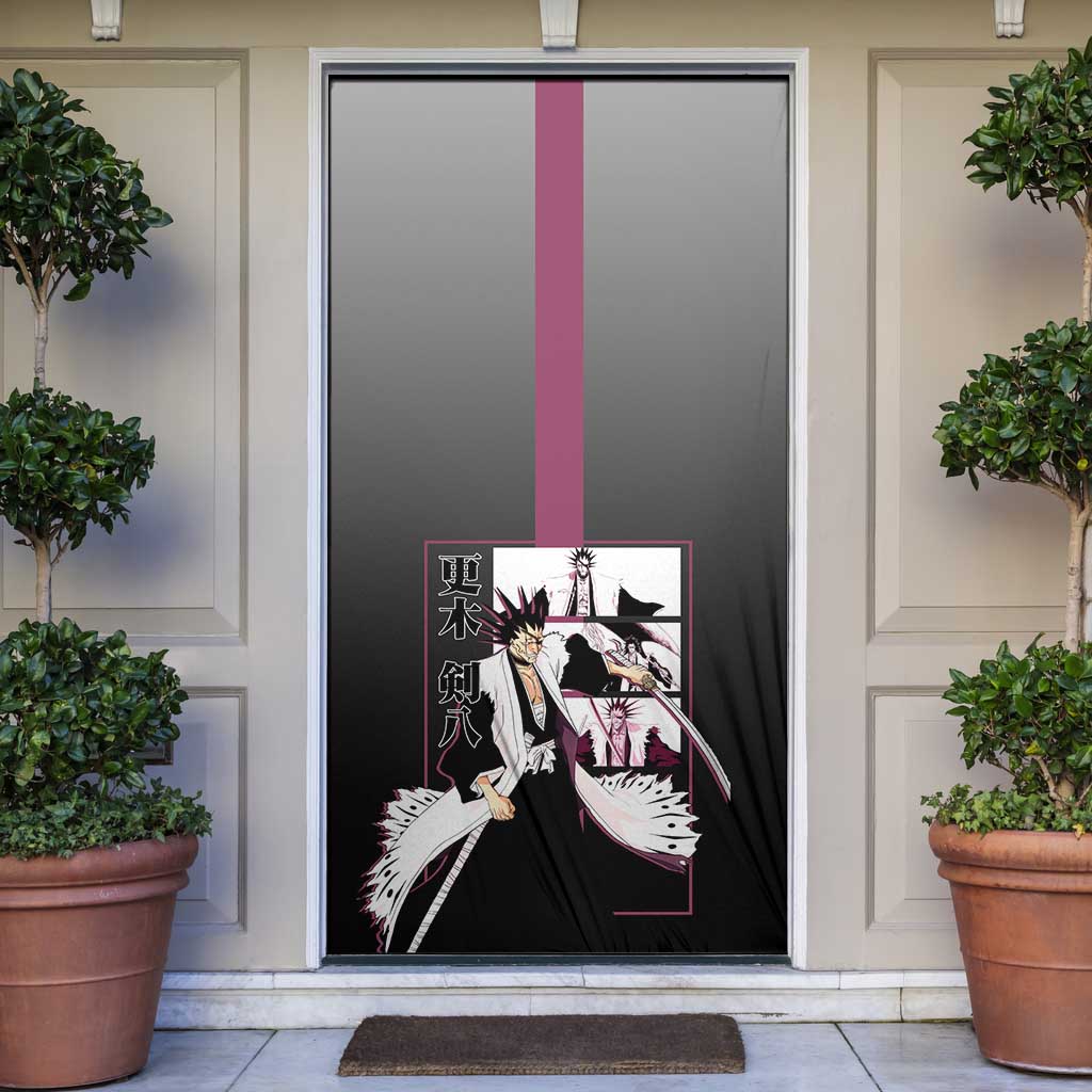 Kenpachi Zaraki Bleach Door Cover with Zanpakuto and Fierce Battle Pose Design - The Mazicc