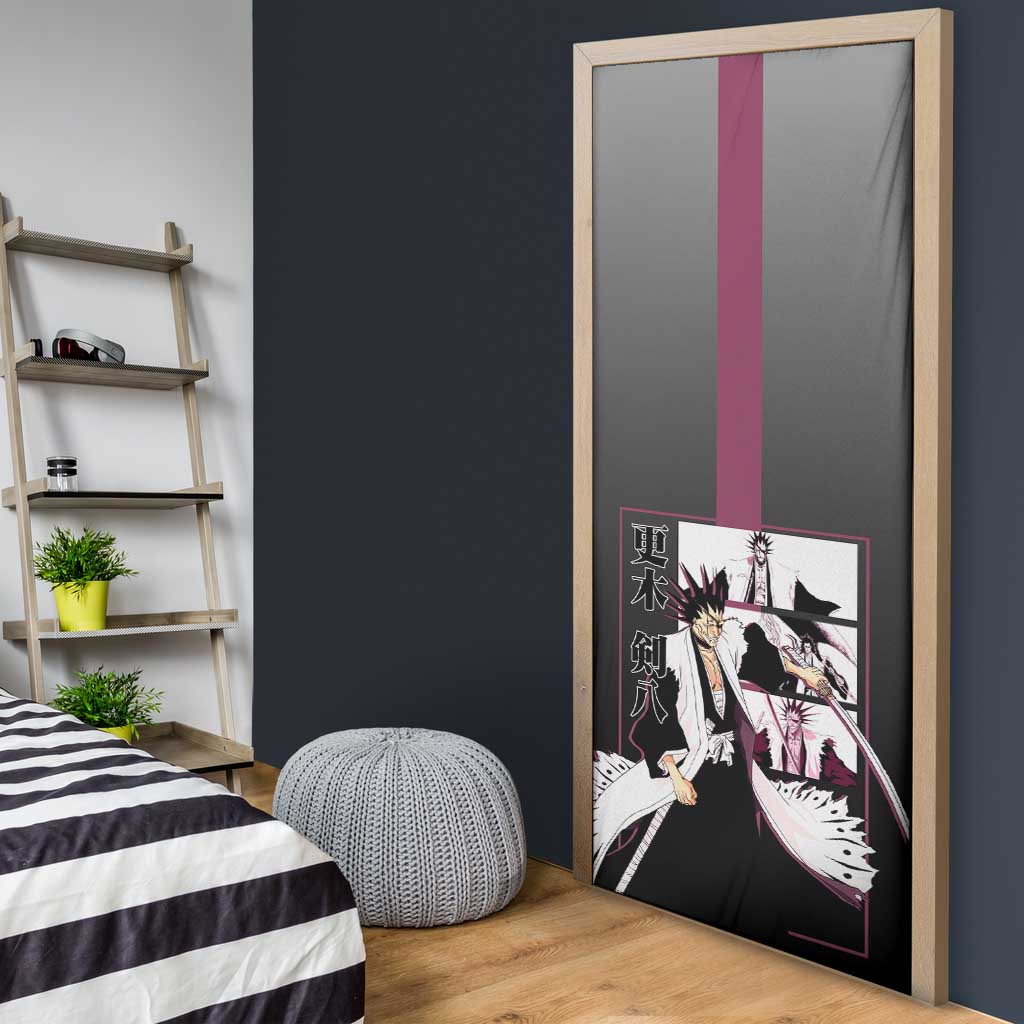 Kenpachi Zaraki Bleach Door Cover with Zanpakuto and Fierce Battle Pose Design - The Mazicc