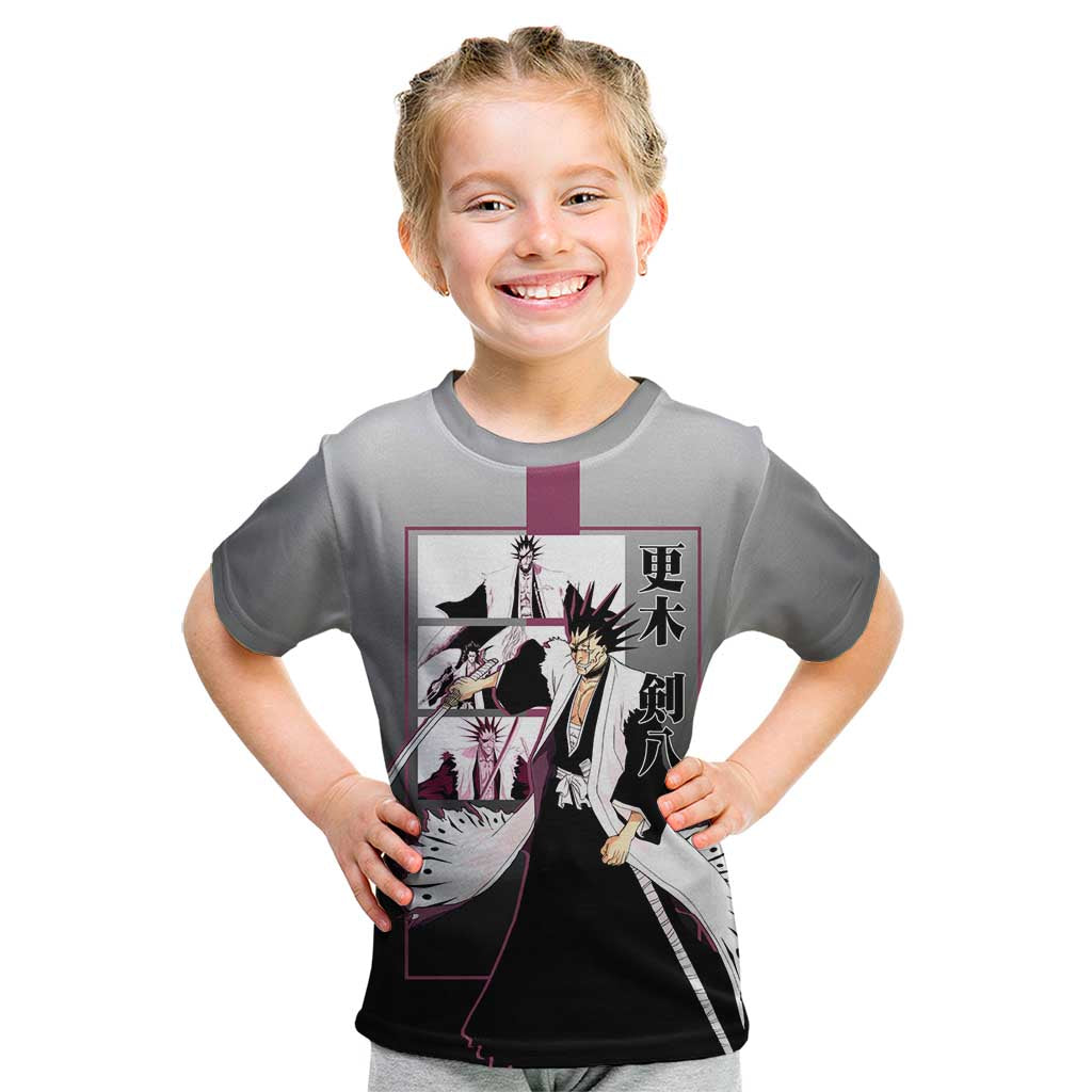 Kenpachi Zaraki Bleach Kid T Shirt with Zanpakuto and Fierce Battle Pose Design - The Mazicc