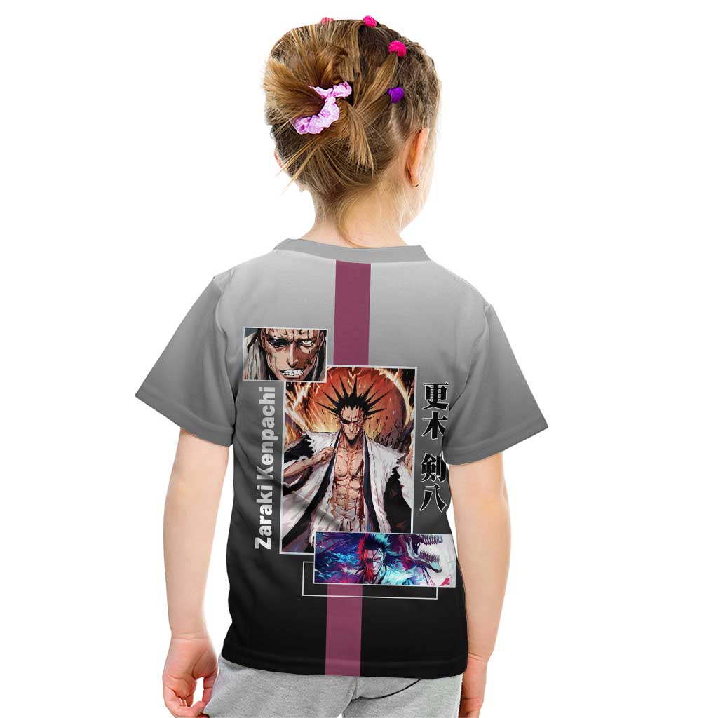 Kenpachi Zaraki Bleach Kid T Shirt with Zanpakuto and Fierce Battle Pose Design - The Mazicc
