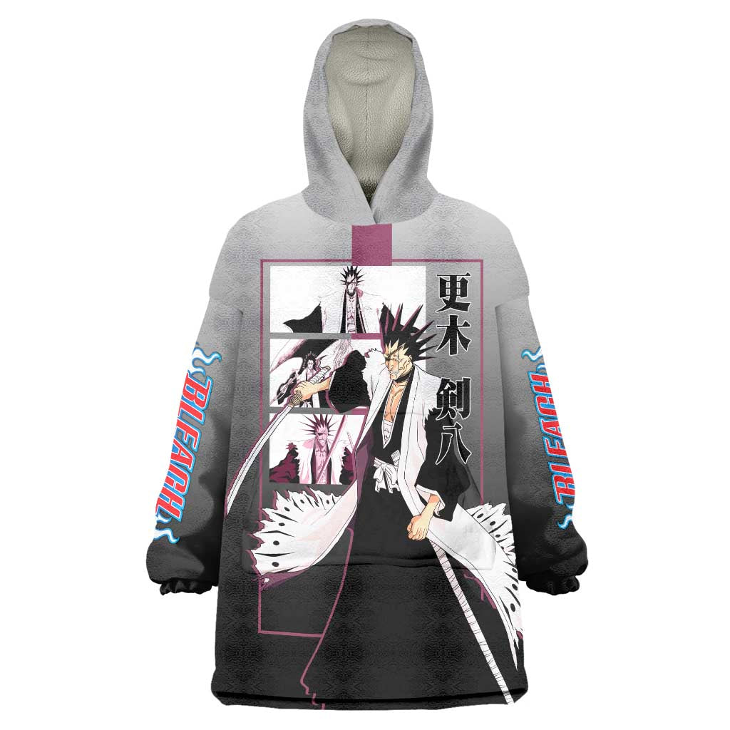 Kenpachi Zaraki Bleach Wearable Blanket Hoodie with Zanpakuto and Fierce Battle Pose Design - The Mazicc