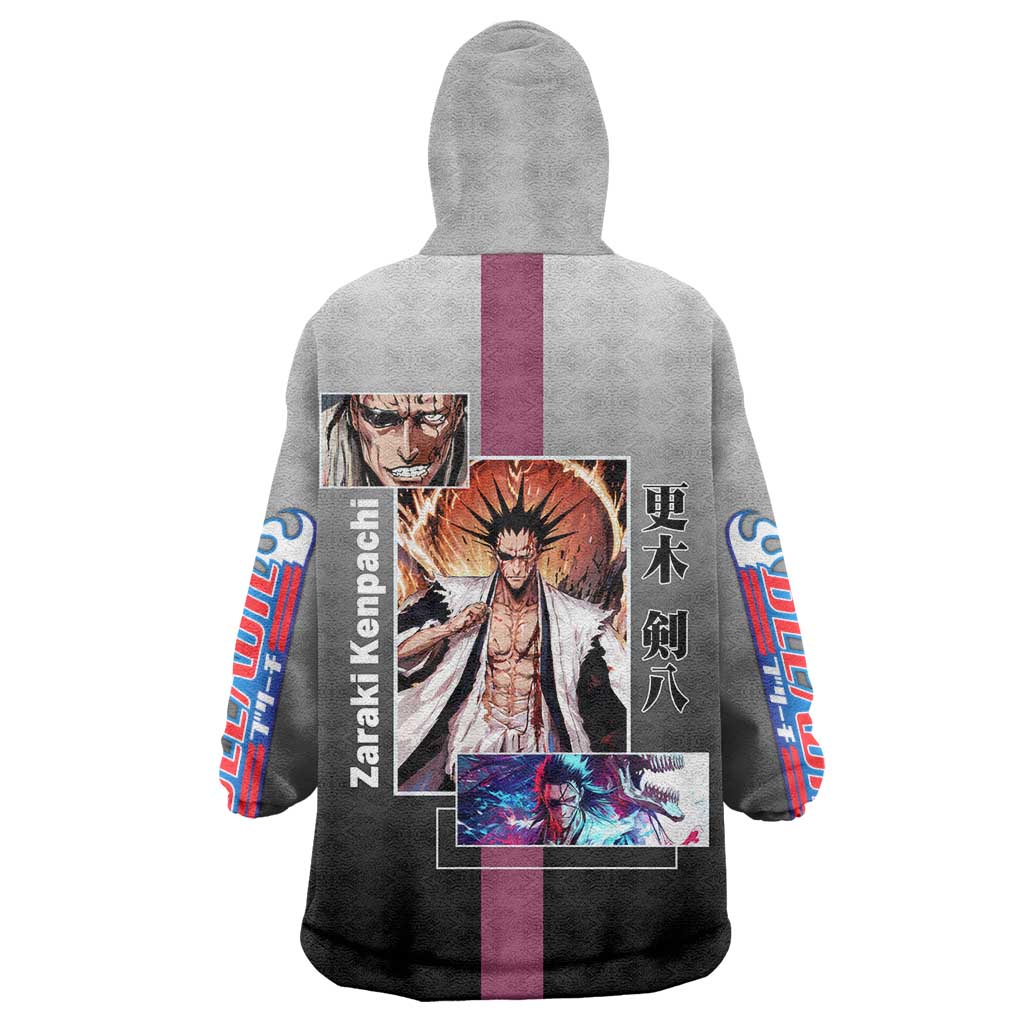Kenpachi Zaraki Bleach Wearable Blanket Hoodie with Zanpakuto and Fierce Battle Pose Design - The Mazicc
