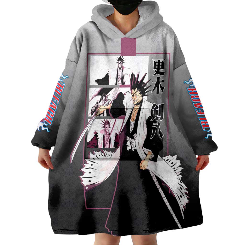 Kenpachi Zaraki Bleach Wearable Blanket Hoodie with Zanpakuto and Fierce Battle Pose Design - The Mazicc
