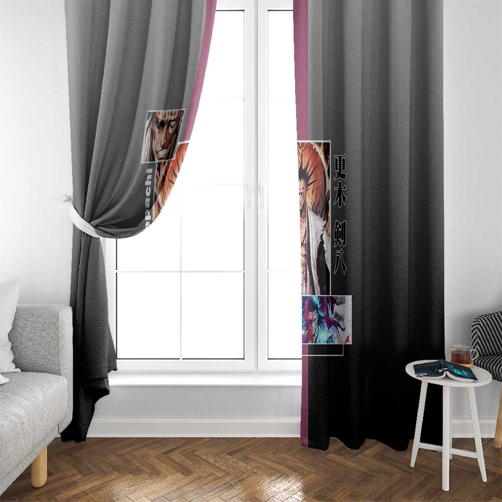 Kenpachi Zaraki Bleach Window Curtain with Zanpakuto and Fierce Battle Pose Design - The Mazicc