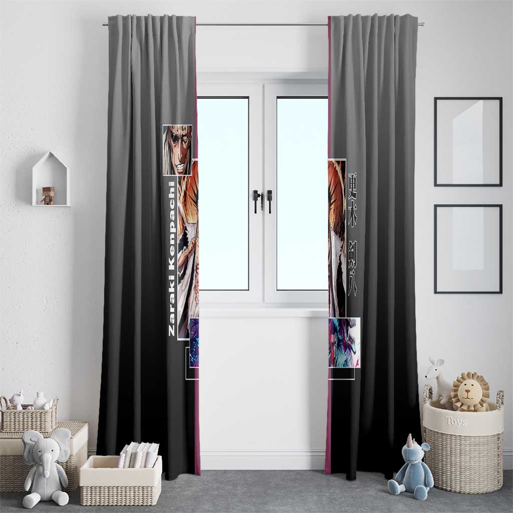 Kenpachi Zaraki Bleach Window Curtain with Zanpakuto and Fierce Battle Pose Design - The Mazicc