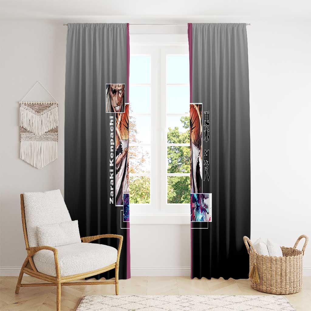 Kenpachi Zaraki Bleach Window Curtain with Zanpakuto and Fierce Battle Pose Design - The Mazicc