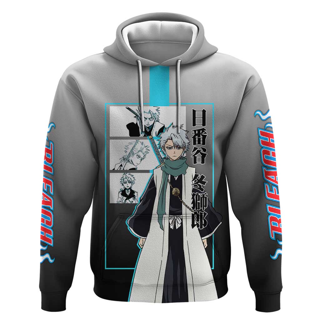 Toshiro Hitsugaya Bleach Hoodie with Ice Dragon and Cool Battle Pose Design - The Mazicc