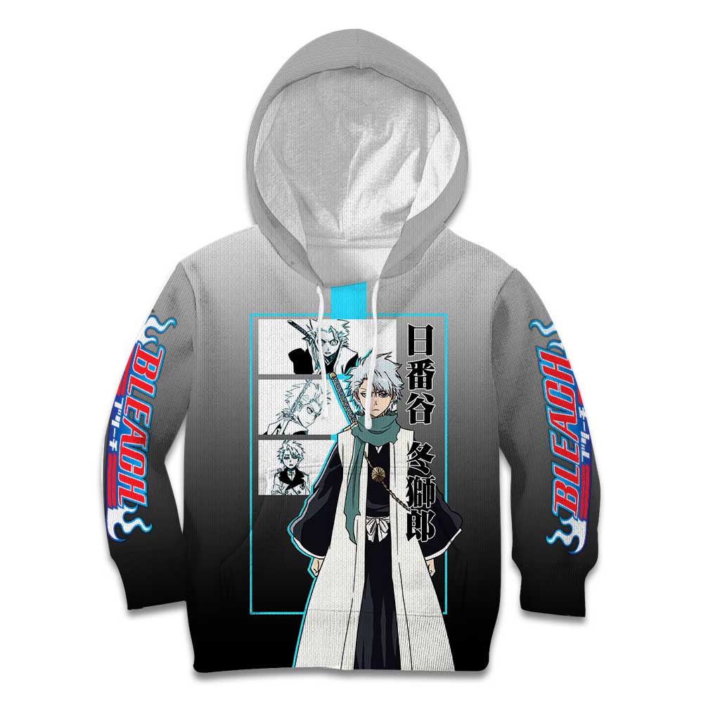 Toshiro Hitsugaya Bleach Kid Hoodie with Ice Dragon and Cool Battle Pose Design - The Mazicc