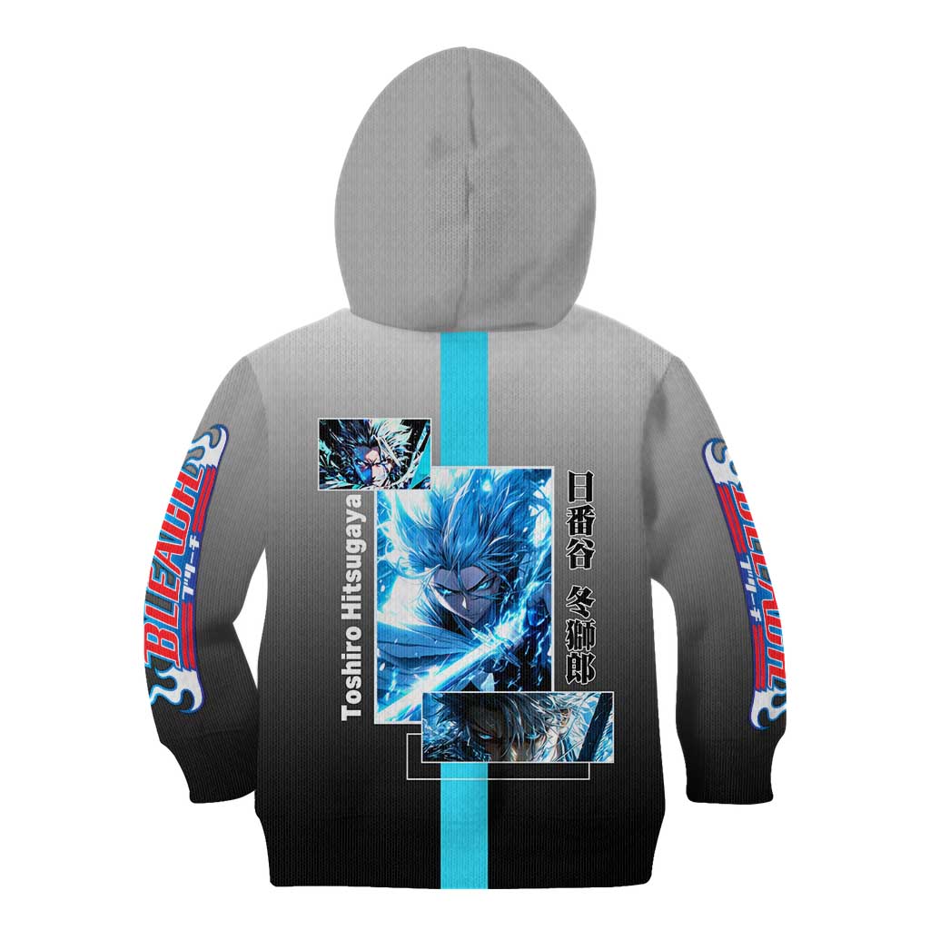 Toshiro Hitsugaya Bleach Kid Hoodie with Ice Dragon and Cool Battle Pose Design - The Mazicc