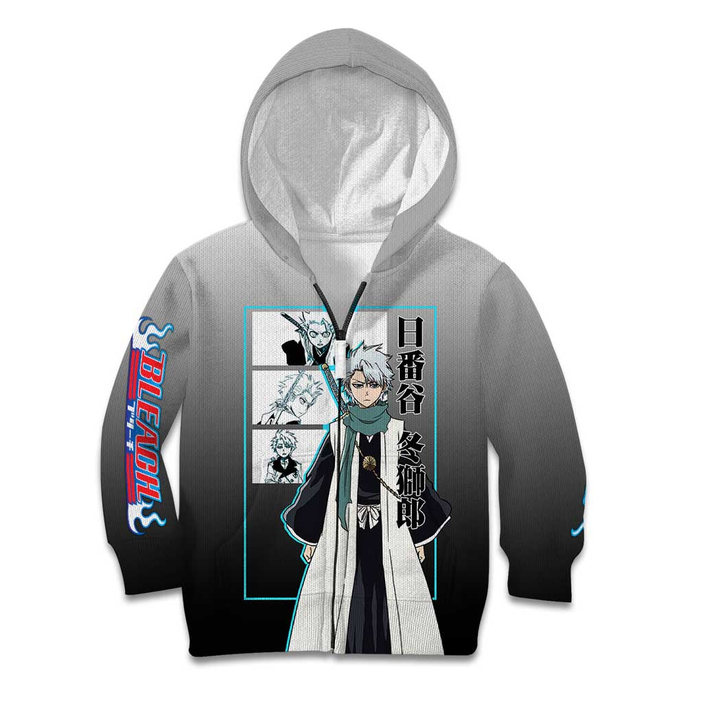 Toshiro Hitsugaya Bleach Kid Hoodie with Ice Dragon and Cool Battle Pose Design - The Mazicc