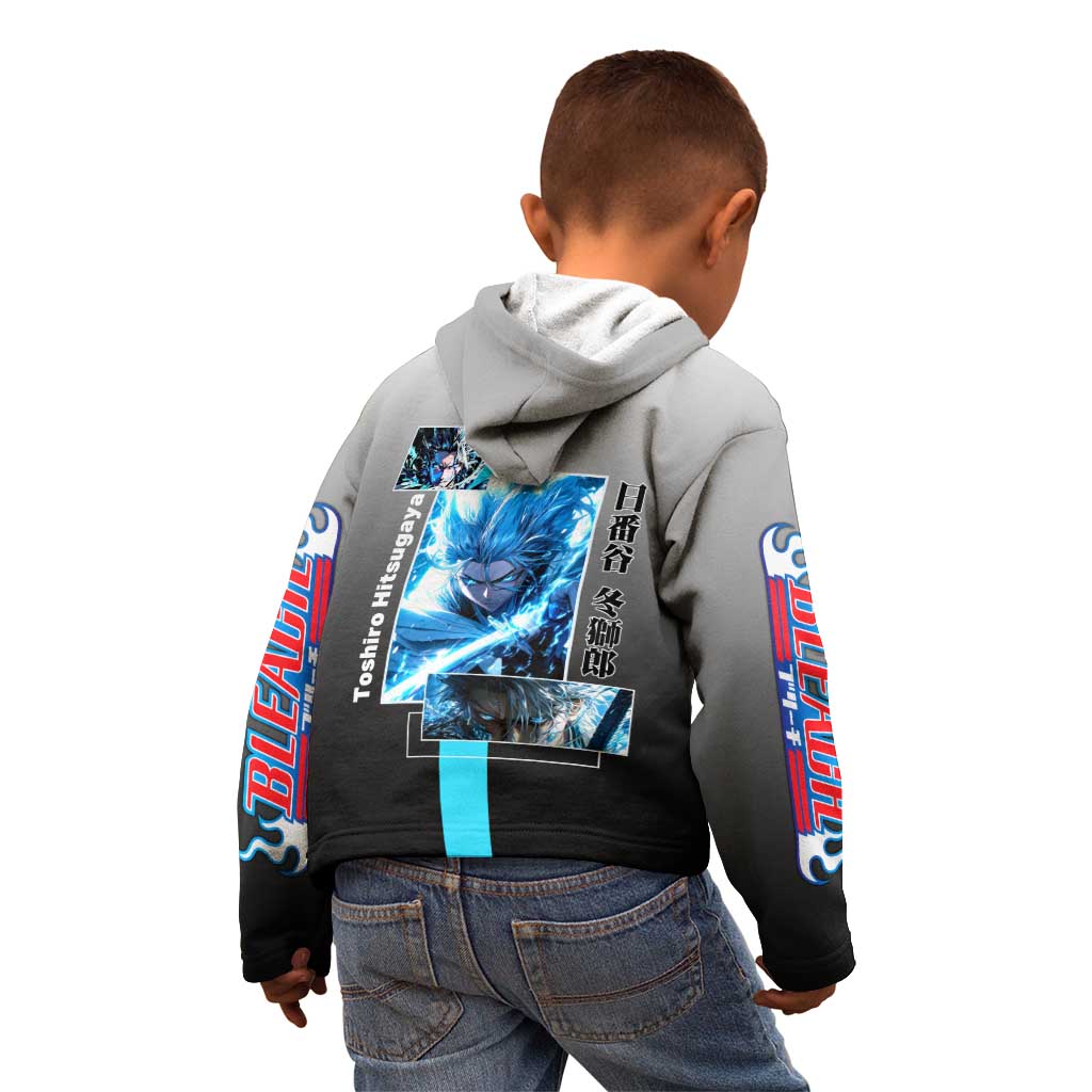 Toshiro Hitsugaya Bleach Kid Hoodie with Ice Dragon and Cool Battle Pose Design - The Mazicc