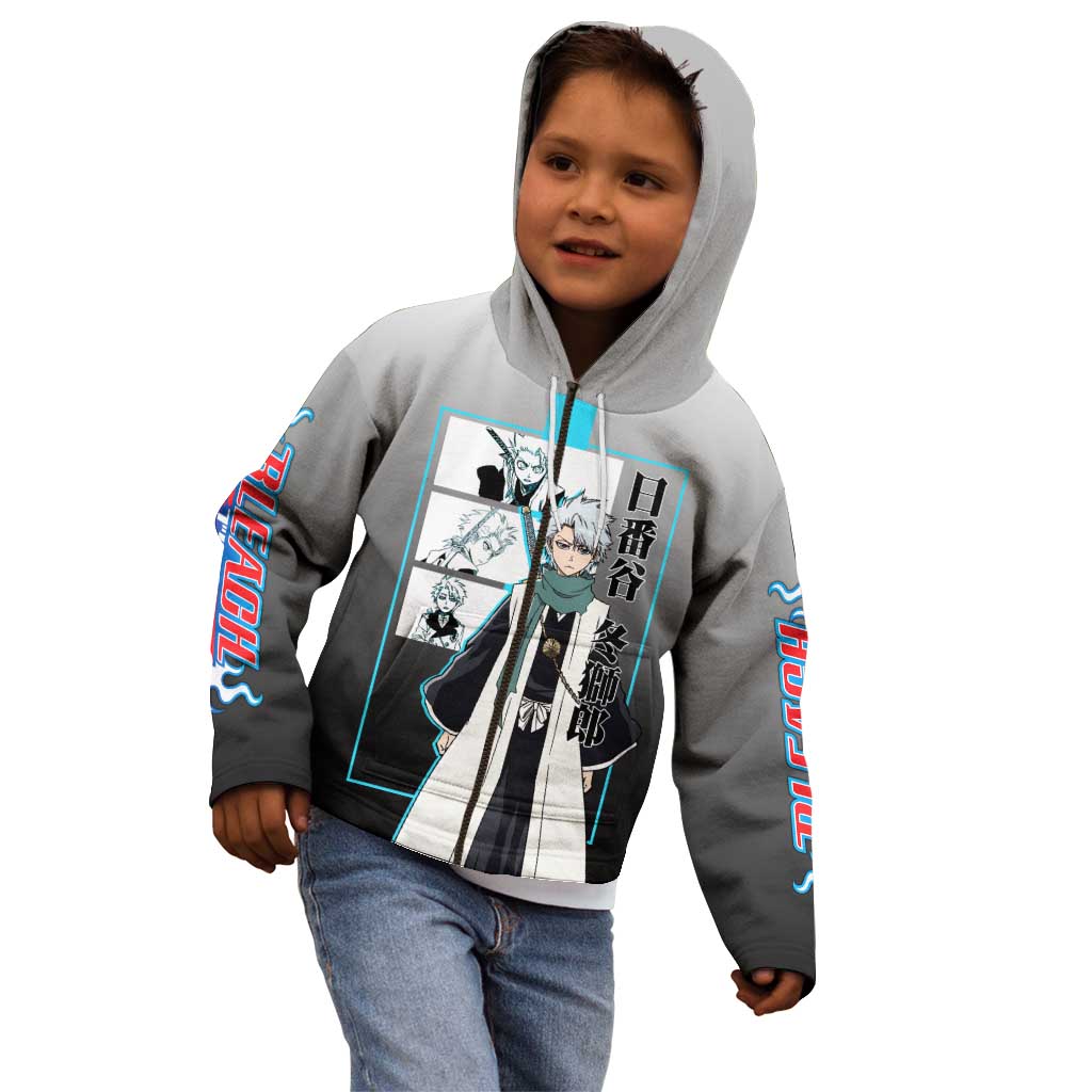 Toshiro Hitsugaya Bleach Kid Hoodie with Ice Dragon and Cool Battle Pose Design - The Mazicc