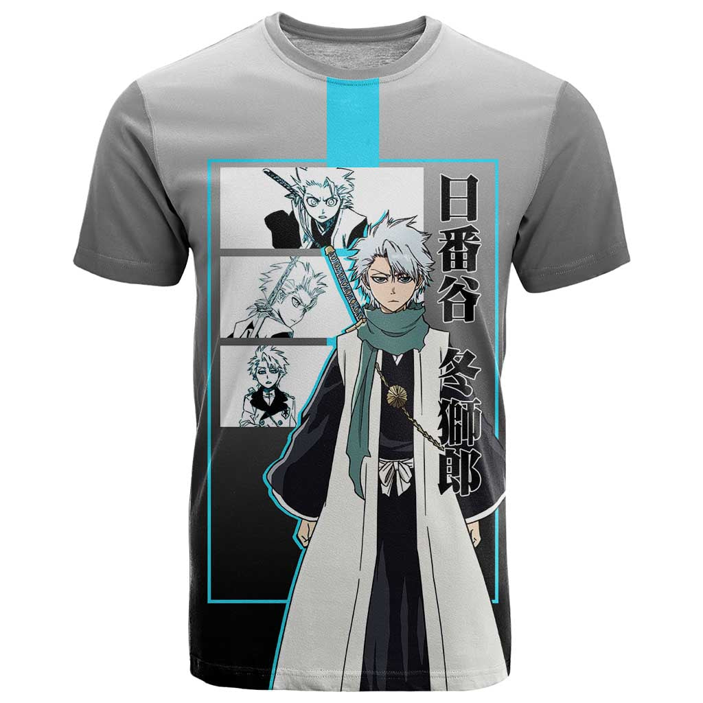 Toshiro Hitsugaya Bleach T Shirt with Ice Dragon and Cool Battle Pose Design - The Mazicc