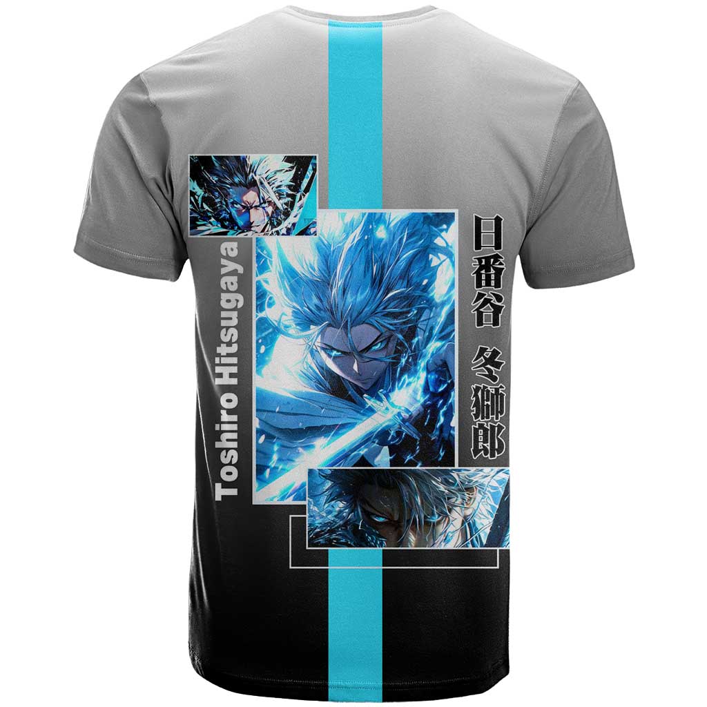 Toshiro Hitsugaya Bleach T Shirt with Ice Dragon and Cool Battle Pose Design - The Mazicc