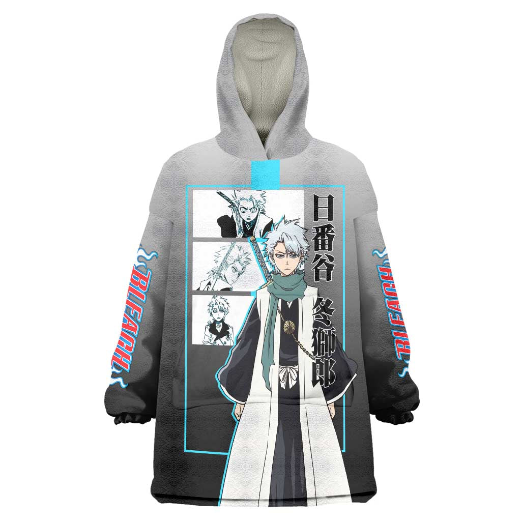Toshiro Hitsugaya Bleach Wearable Blanket Hoodie with Ice Dragon and Cool Battle Pose Design - The Mazicc