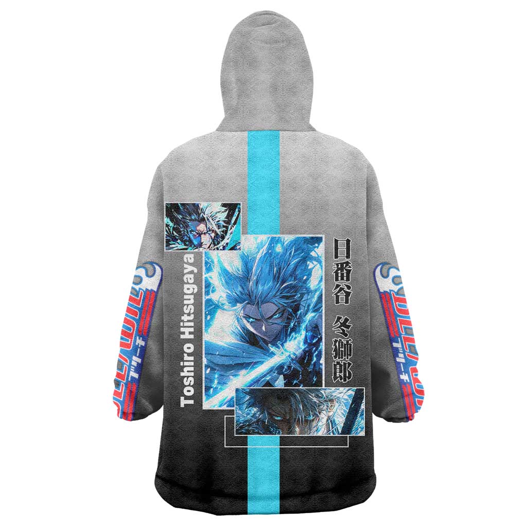 Toshiro Hitsugaya Bleach Wearable Blanket Hoodie with Ice Dragon and Cool Battle Pose Design - The Mazicc