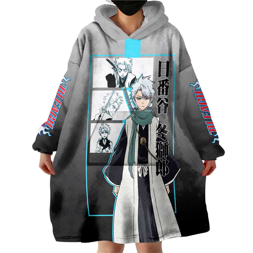 Toshiro Hitsugaya Bleach Wearable Blanket Hoodie with Ice Dragon and Cool Battle Pose Design - The Mazicc