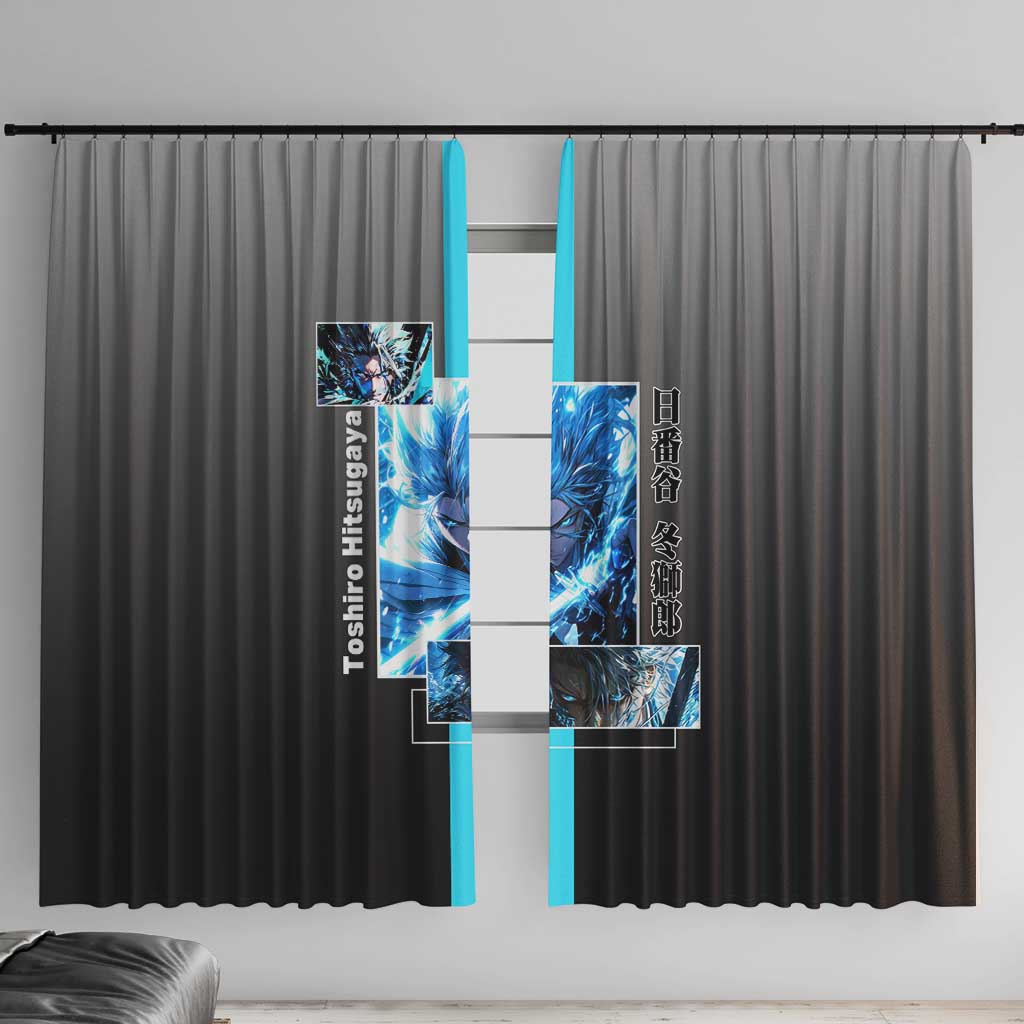Toshiro Hitsugaya Bleach Window Curtain with Ice Dragon and Cool Battle Pose Design - The Mazicc