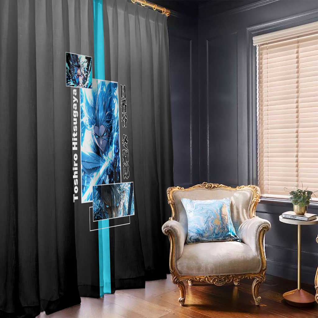 Toshiro Hitsugaya Bleach Window Curtain with Ice Dragon and Cool Battle Pose Design - The Mazicc