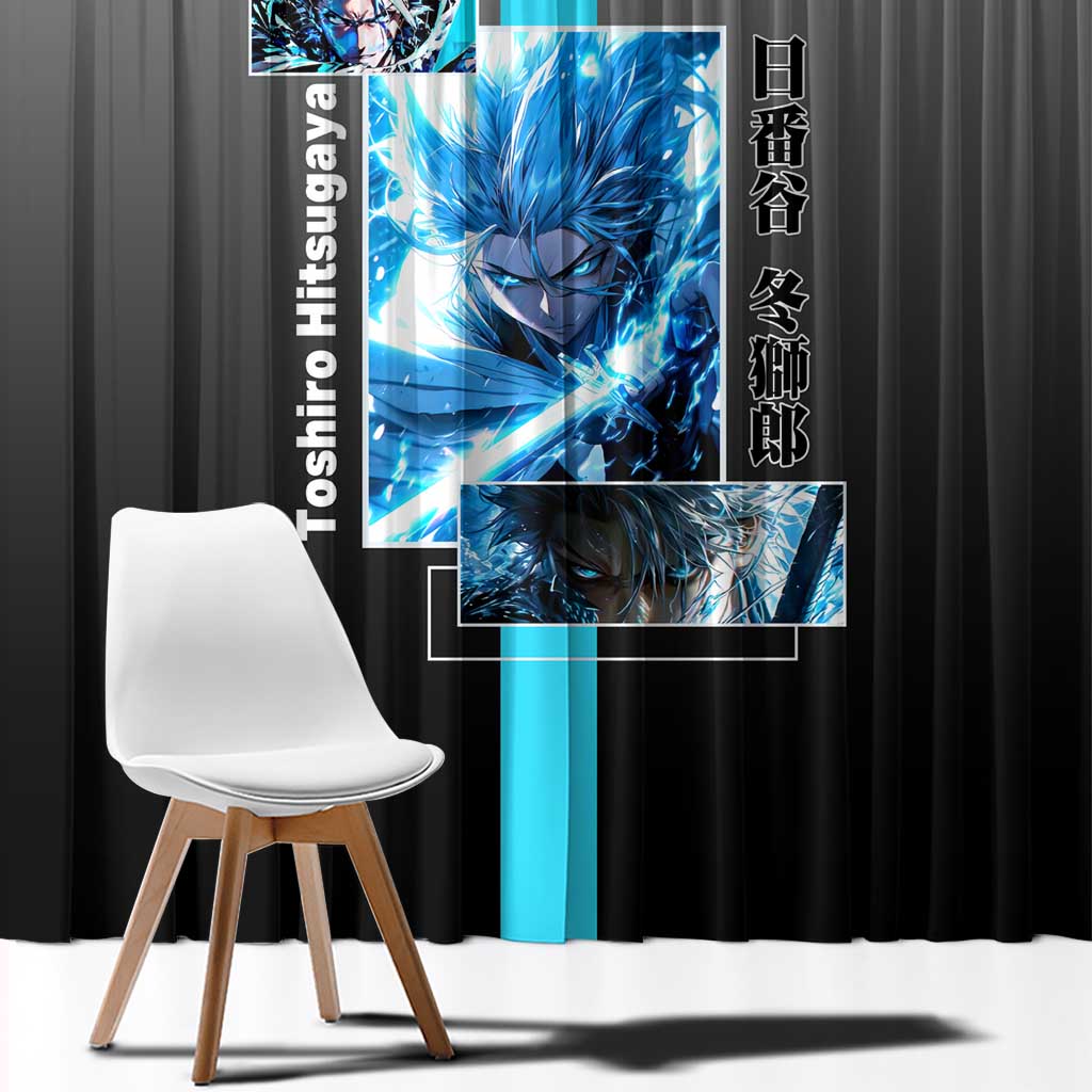 Toshiro Hitsugaya Bleach Window Curtain with Ice Dragon and Cool Battle Pose Design - The Mazicc