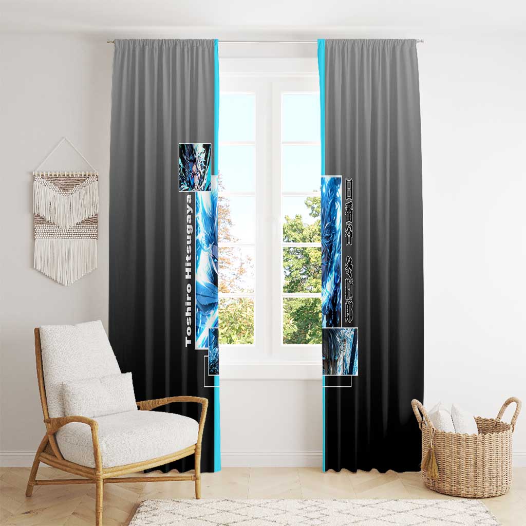 Toshiro Hitsugaya Bleach Window Curtain with Ice Dragon and Cool Battle Pose Design - The Mazicc