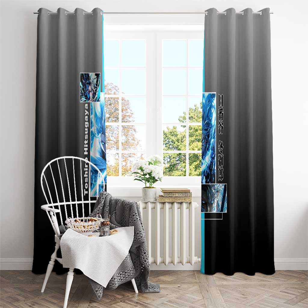 Toshiro Hitsugaya Bleach Window Curtain with Ice Dragon and Cool Battle Pose Design - The Mazicc