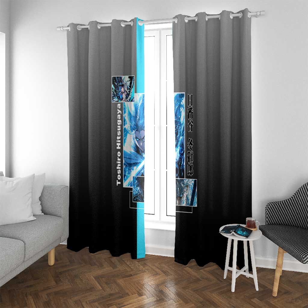 Toshiro Hitsugaya Bleach Window Curtain with Ice Dragon and Cool Battle Pose Design - The Mazicc