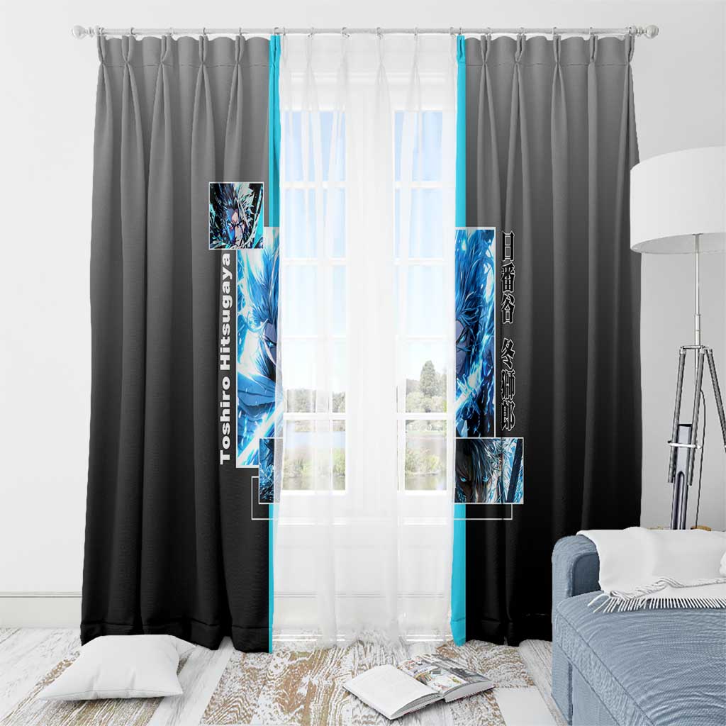 Toshiro Hitsugaya Bleach Window Curtain with Ice Dragon and Cool Battle Pose Design - The Mazicc